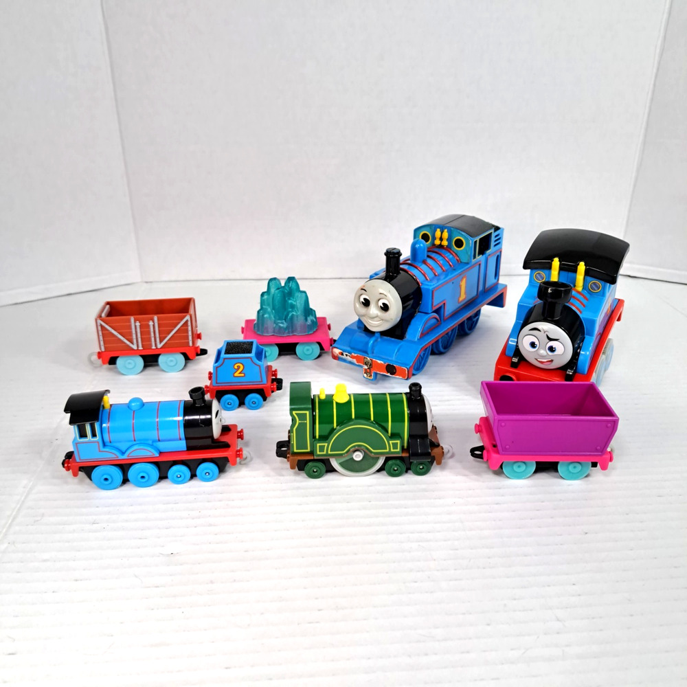 Thomas & Friends Train Lot 8 Pc Thomas Percy Engines Cargo Cars Crystal Whistle